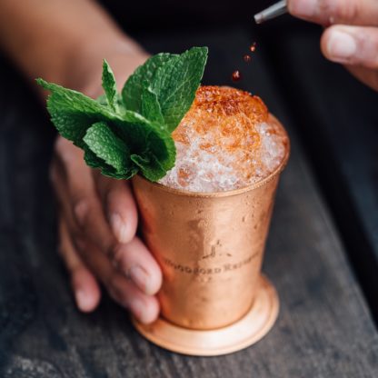 Mint Julep Bourbon Whiskey Mint Simple Syrup Bitters Tin Cup Iced Cocktail