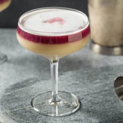 New York Sour Cocktail With Whiskey Egg White Lemon Juice Simple Syrup Red Wine Iced Cocktail