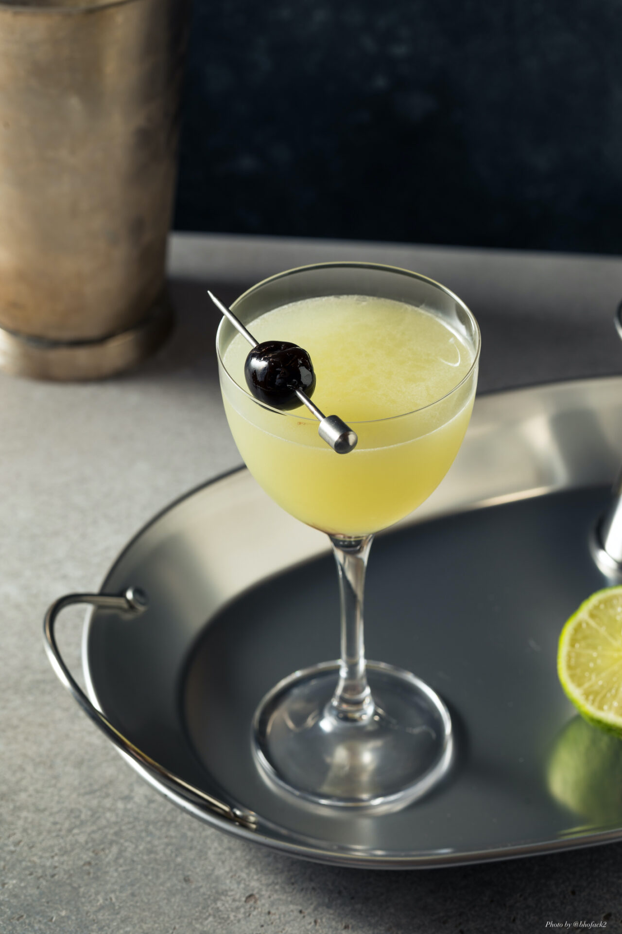 Last Word Cocktail With Gin Green Chartreuse Maraschino Liqueur And Lime Juice