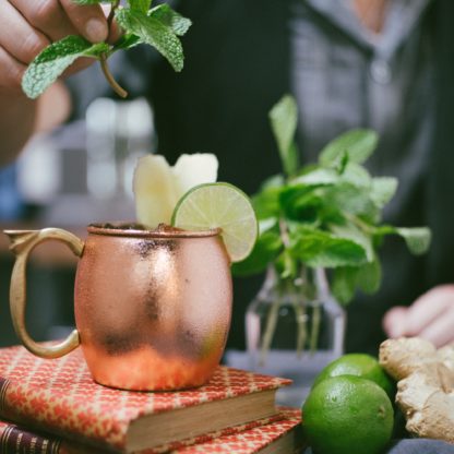 Moscow Mule Vodka Lime Juice Ginger Beer Tin Mule Mug Iced Cocktail