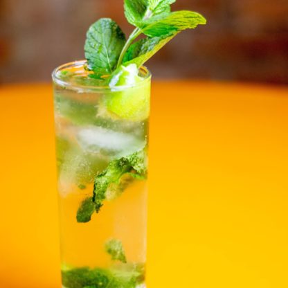 Gin-Gin Mule With London Dry Gin, Lime Juice, Mint Sprig, Simple Syrup, Ginger Beer Cocktail