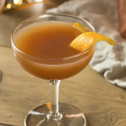 Cotillion Cocktail With Bourbon Orange Liqueur Orange Juice Lemon Juice And Aged Dark Rum