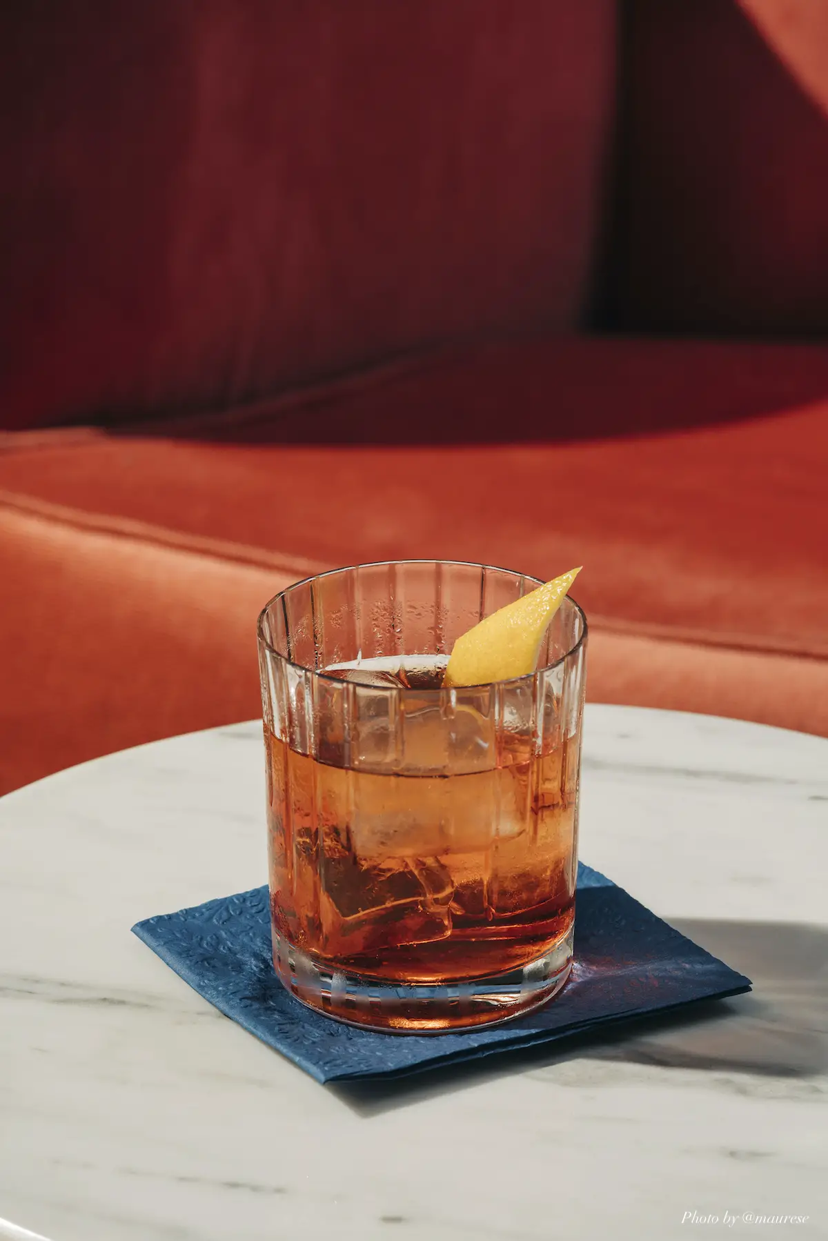 Old Gal Cocktail With Rye Whiskey Campari And Sweet Vermouth