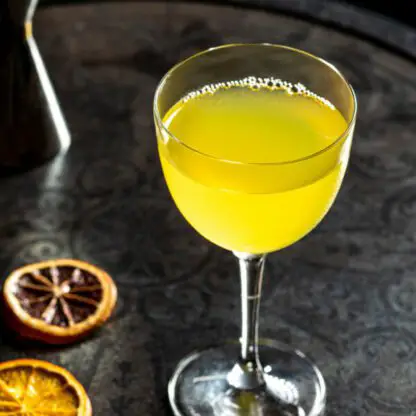 Embassie Cocktail With Gin Yellow Charteuse Bianco Vermouth Cocchi Americano And Lemon Juice