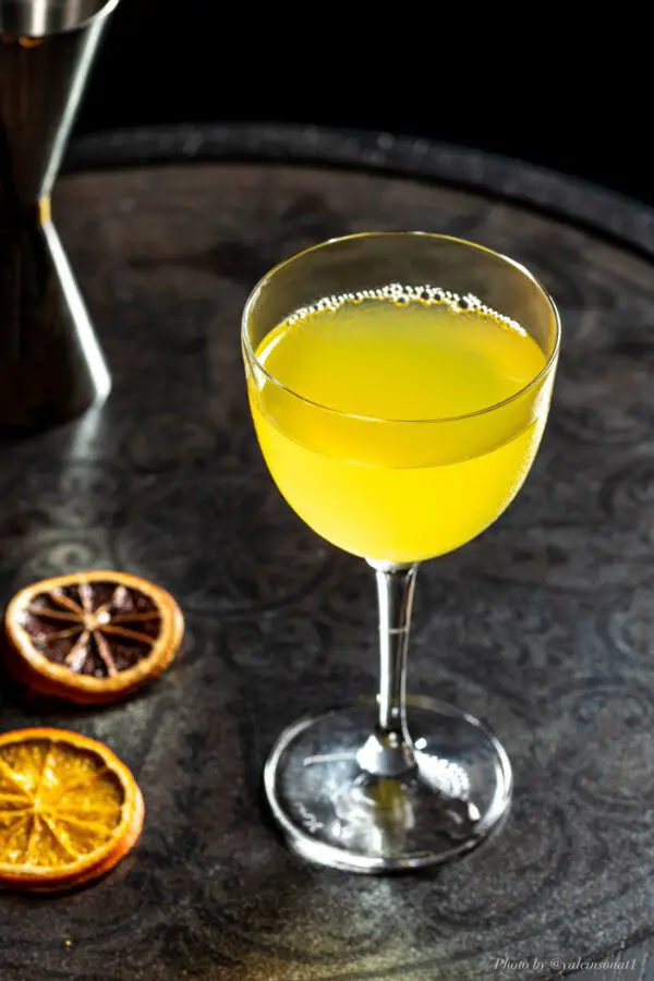 Embassie Cocktail With Gin Yellow Charteuse Bianco Vermouth Cocchi Americano And Lemon Juice