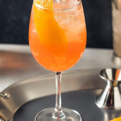 Sauvignon Blanc Punch Cocktail With White Wine Aperol Grapefruit Juice Lemon Juice Simple Syrup And Club Soda