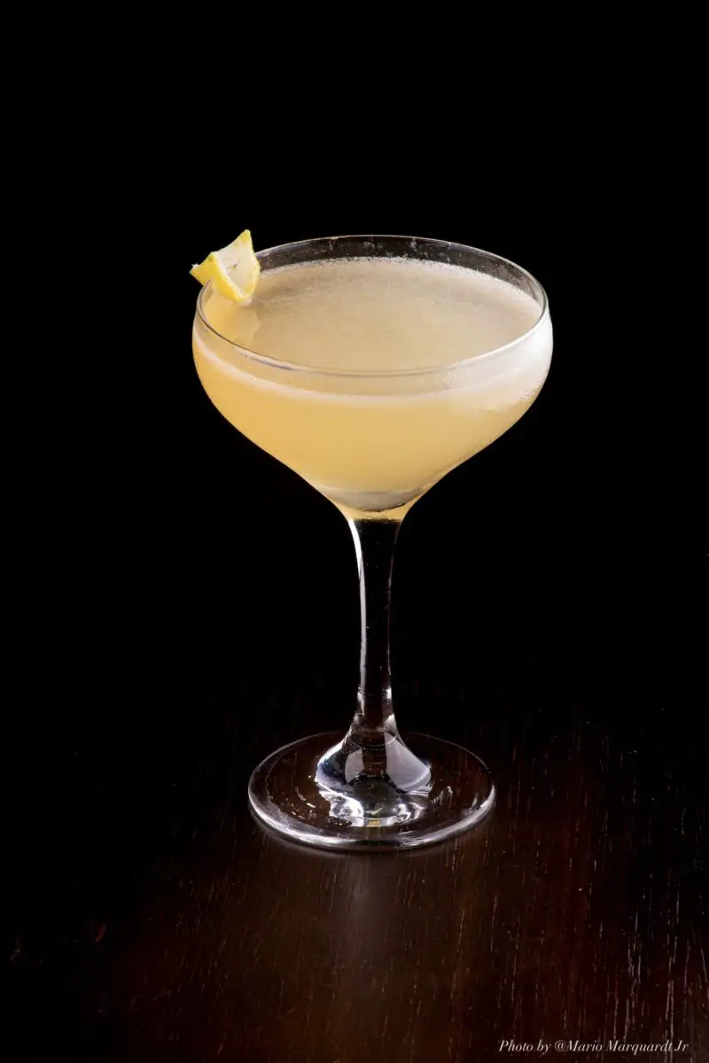 Yellow Cocktail With London Dry Gin, Yellow Chatreuse, Suze Gentian Liqueur, And Lemon Juice